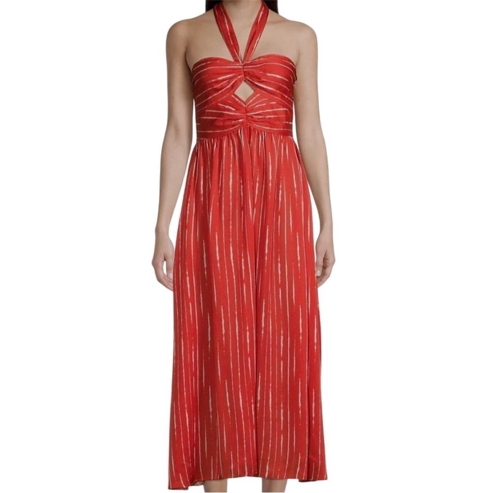 Sachin & Babi - Reid Orange Shibori Stripe Halter Maxi Dress Sz 8